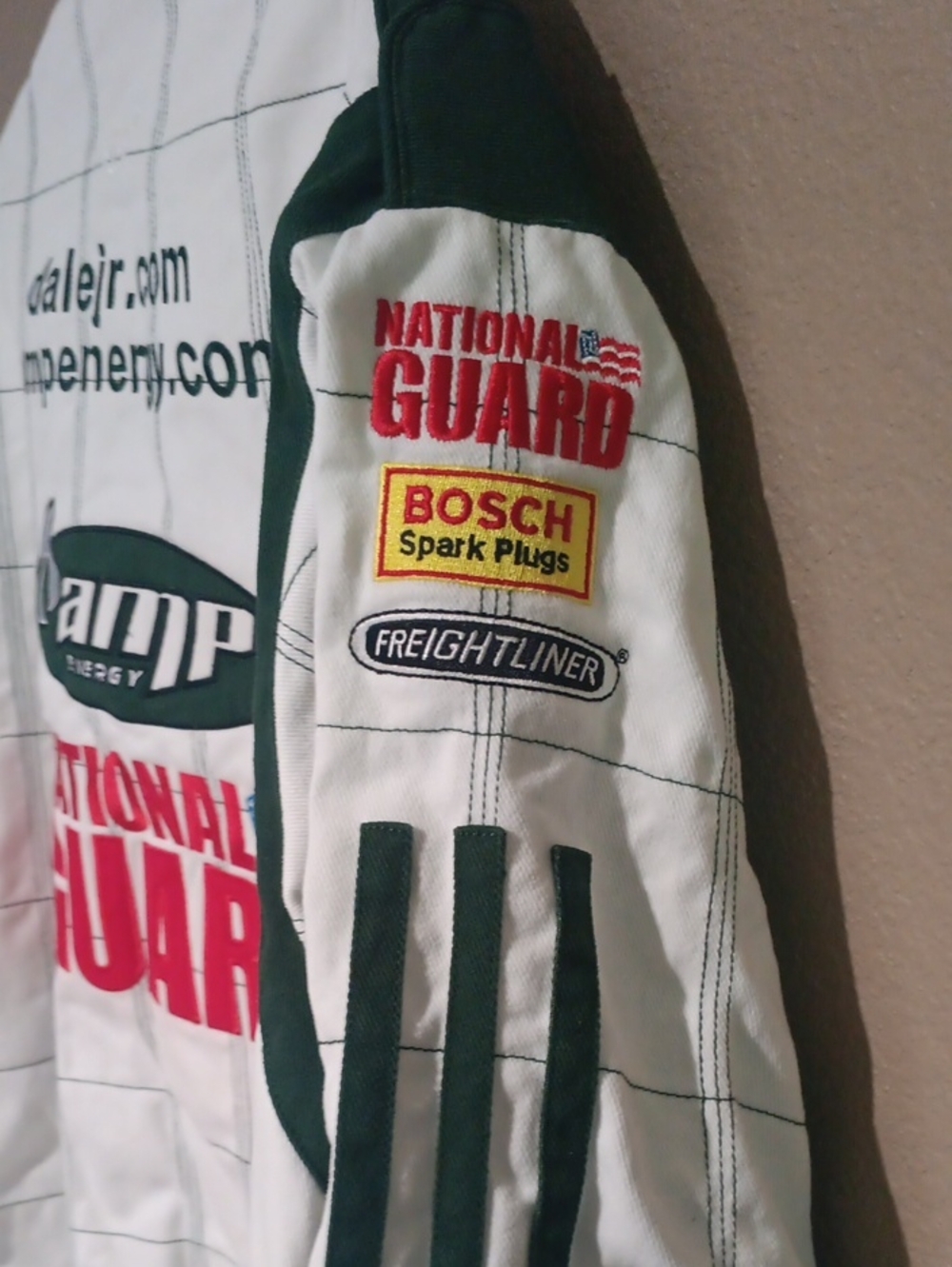 Dale Jr. Chase AMP Energy Men's White and Dark Green Racing Jacket - Picture 8 of 10